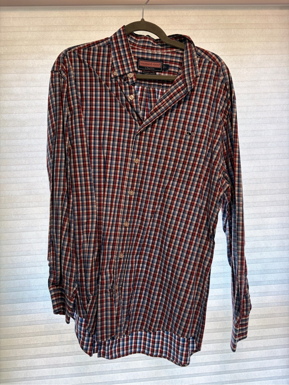 Vineyard Vines Men's Red, Blue & White Plaid Button-Down Shirt